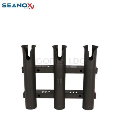 Тройна PVC стойка за въдици SEANOX - черен 450325