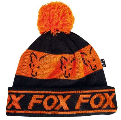 Шапка с пискюл FOX Black/Orange Lined Bobble CPR991