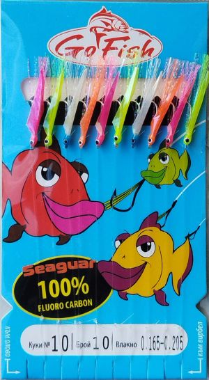 Sabiki Go Fish N:10 Fluoro Carbon Fish Skin MIX UV lamete