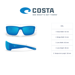 Costa FERG XL 298 Shiny Gray frame, Blue Mirror 580G