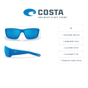 Costa BALLAST 11 Shiny Black frame, Blue Mirror 580P