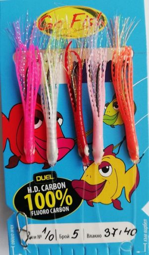 Go Fish N:1/0 Fluoro Carbon 5 hooks with Yo-Zuri hula hula