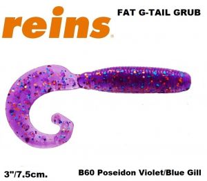 REINS Fat G Tail Crub 3" 7.5cm 12pcs. #B60 Poseidon Violet/Neon Blue Gill