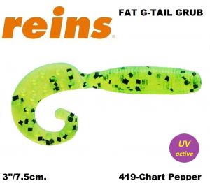 REINS Fat G Tail Crub 3" 7.5cm 12pcs. #419 Chart Pepper